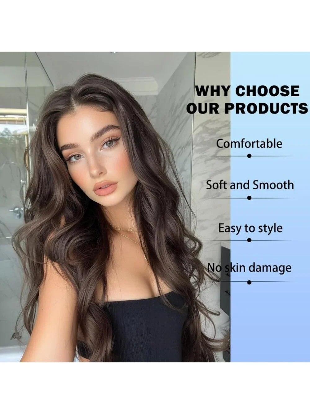 Women's Brown 26 Inch Natural Looking Synthetic Heat Resistant Fiber Wigs